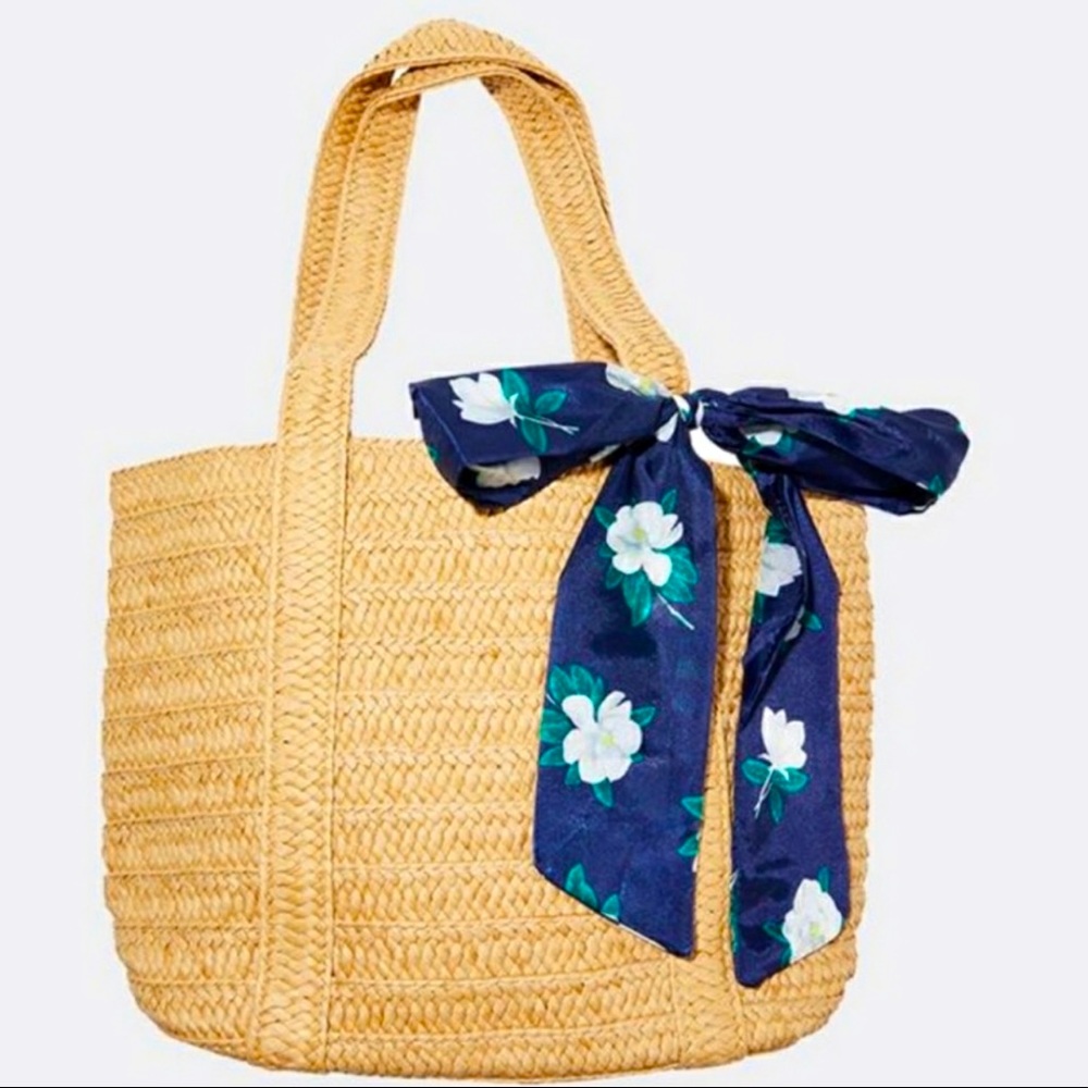 NWT - Draper James - Straw Tote with Scarf